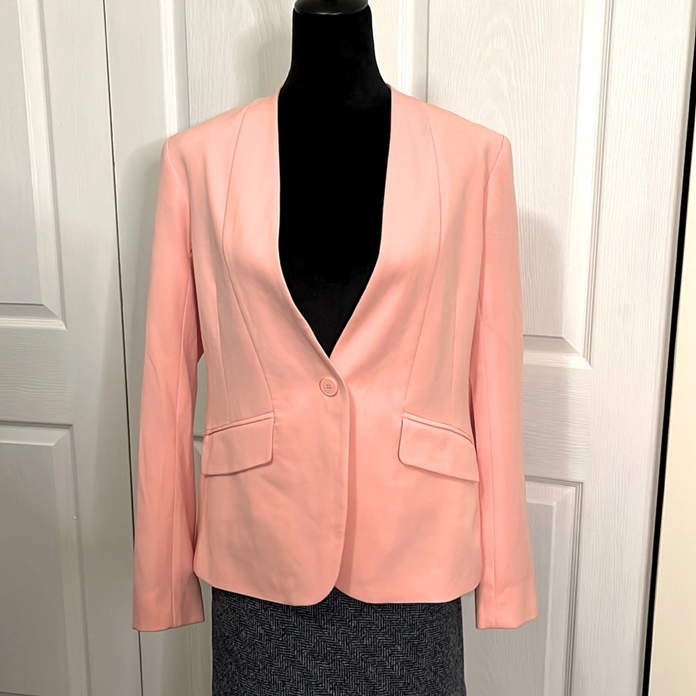 NY&Co Pink Collarless Single Breasted Blazer sz 8